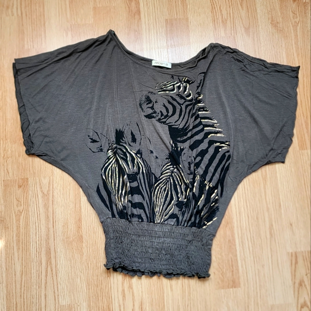 Olive Green Zebra Print Top